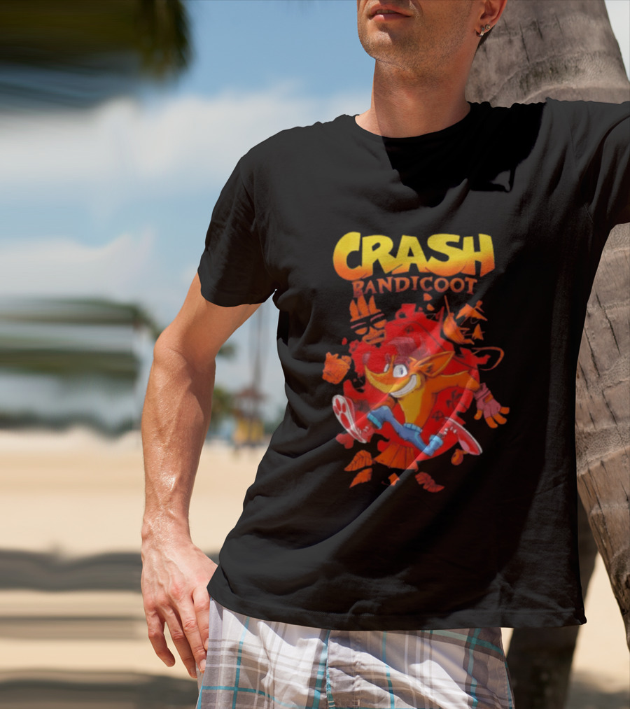 Crash Bandicoot Cartoon Classic Character Action Adventure T-Shirt