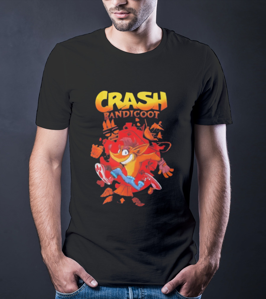 Crash Bandicoot Cartoon Classic Character Action Adventure T-Shirt