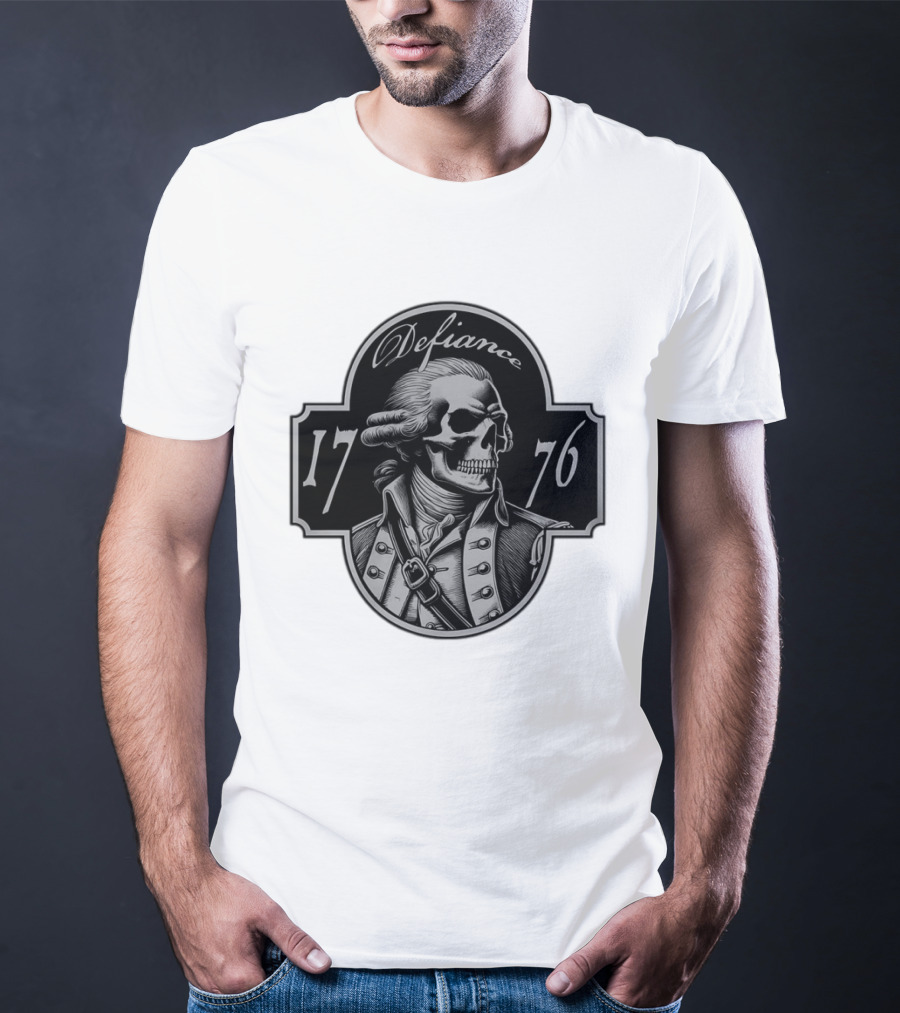 Defiance 1776 George Washington Skeleton Patriotic T-Shirt