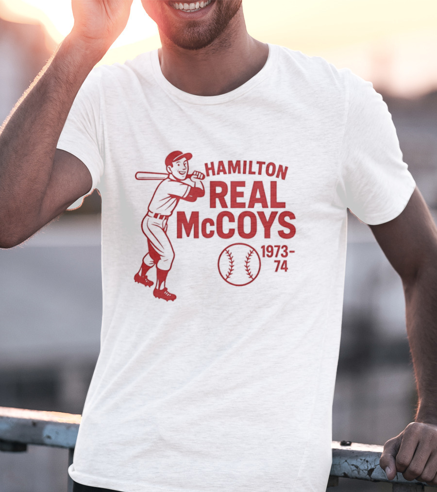 Hamilton Real McCoys Baseball 1973 1974 Retro Player T-Shirt