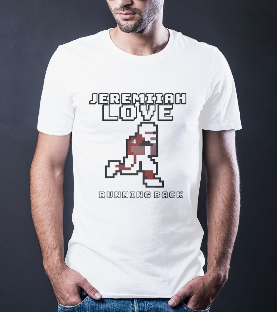 Jeremiyah Love Running Back Notre Dame Fighting Irish Pixel T-Shirt