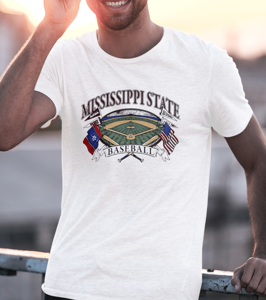 Mississippi State Baseball American Flag Infield T-Shirt