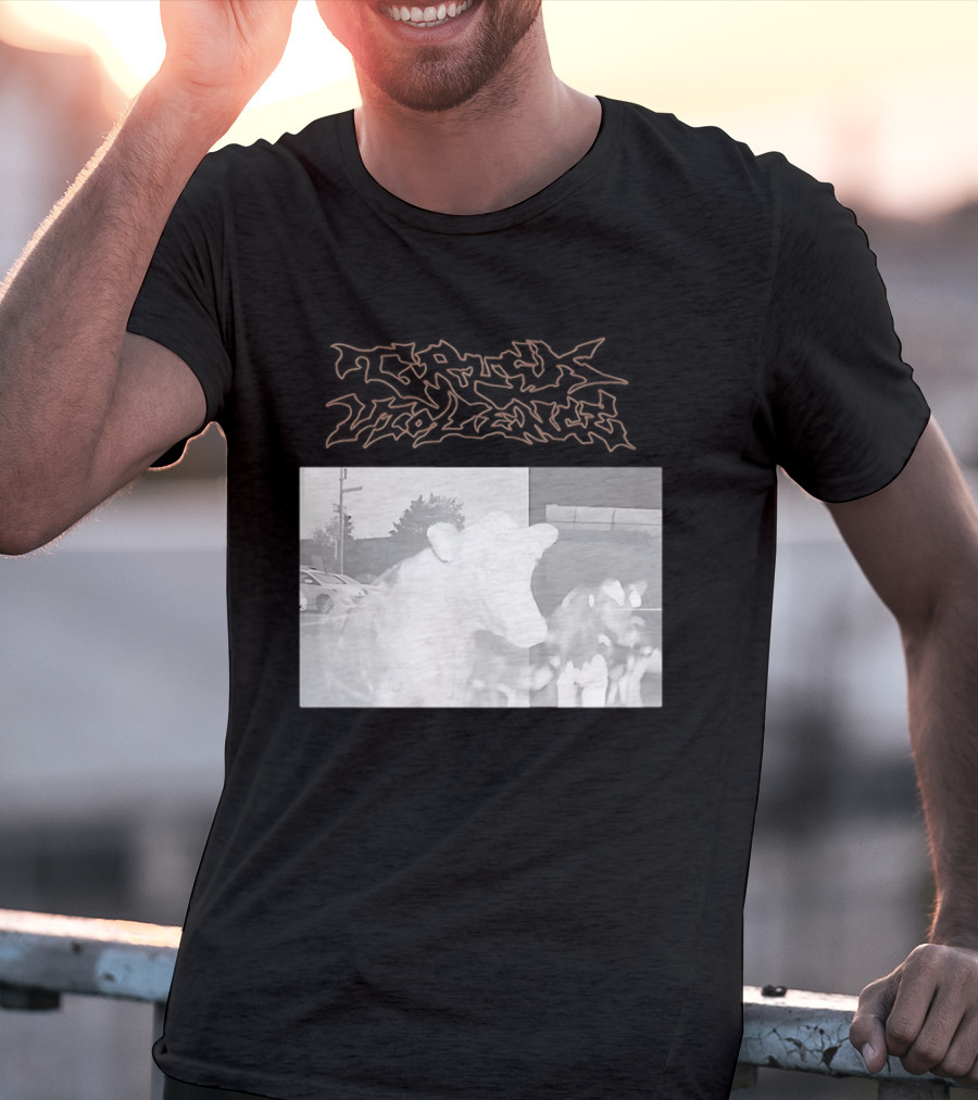 Truck Stop Violence Cow Photo Retro Style Casual Wear T-Shirt