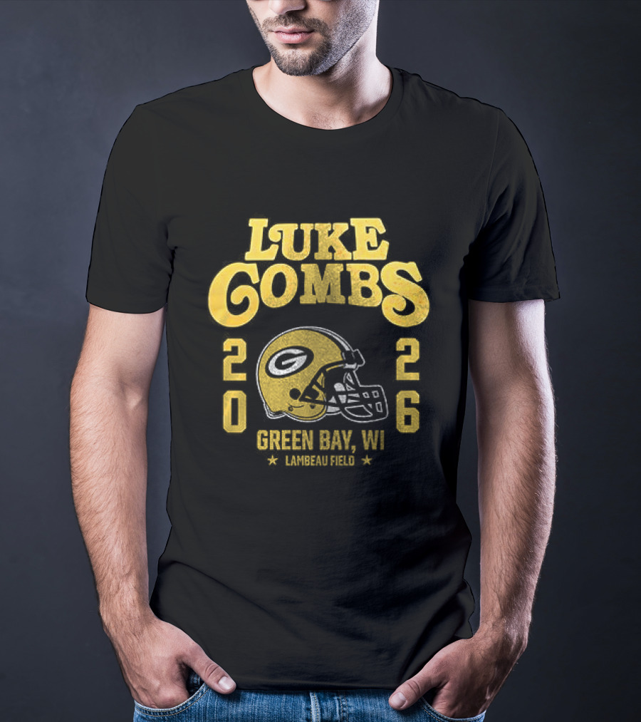 Luke Combs Green Bay WI Tour 2026 Helmet Packers Collaboration T-Shirt