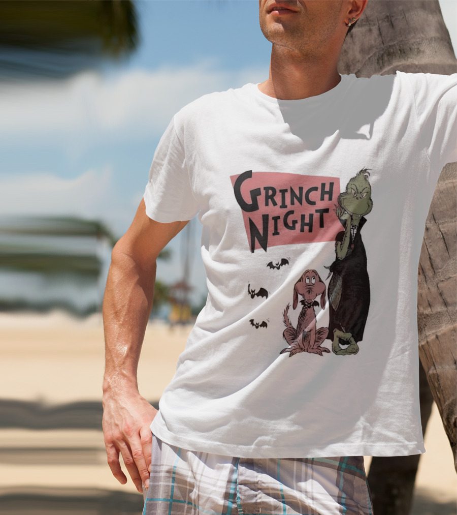 Grinch And Max Halloween Night Spooky Scene T-Shirt