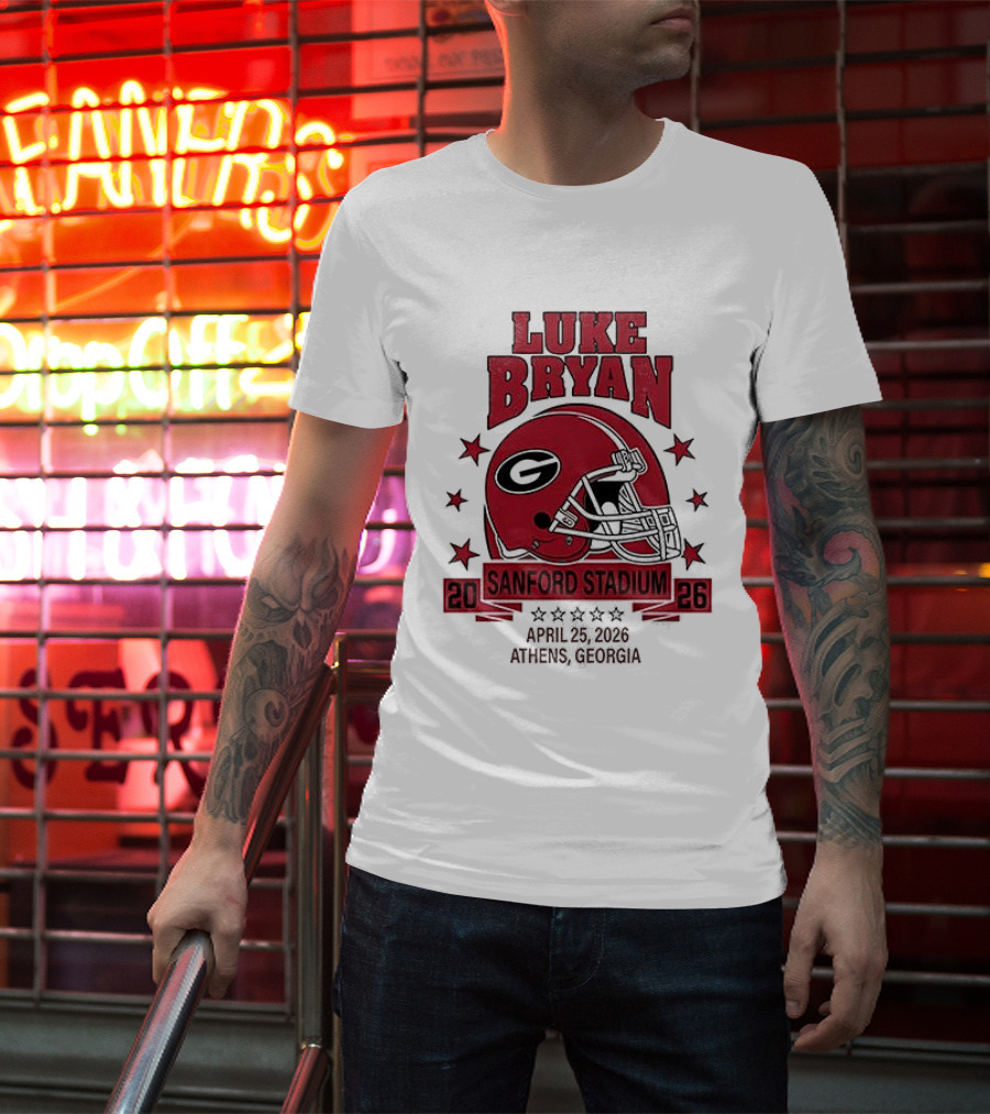Luke Bryan Sanford Stadium April 26 2026 Athens Georgia Helmet T-Shirt