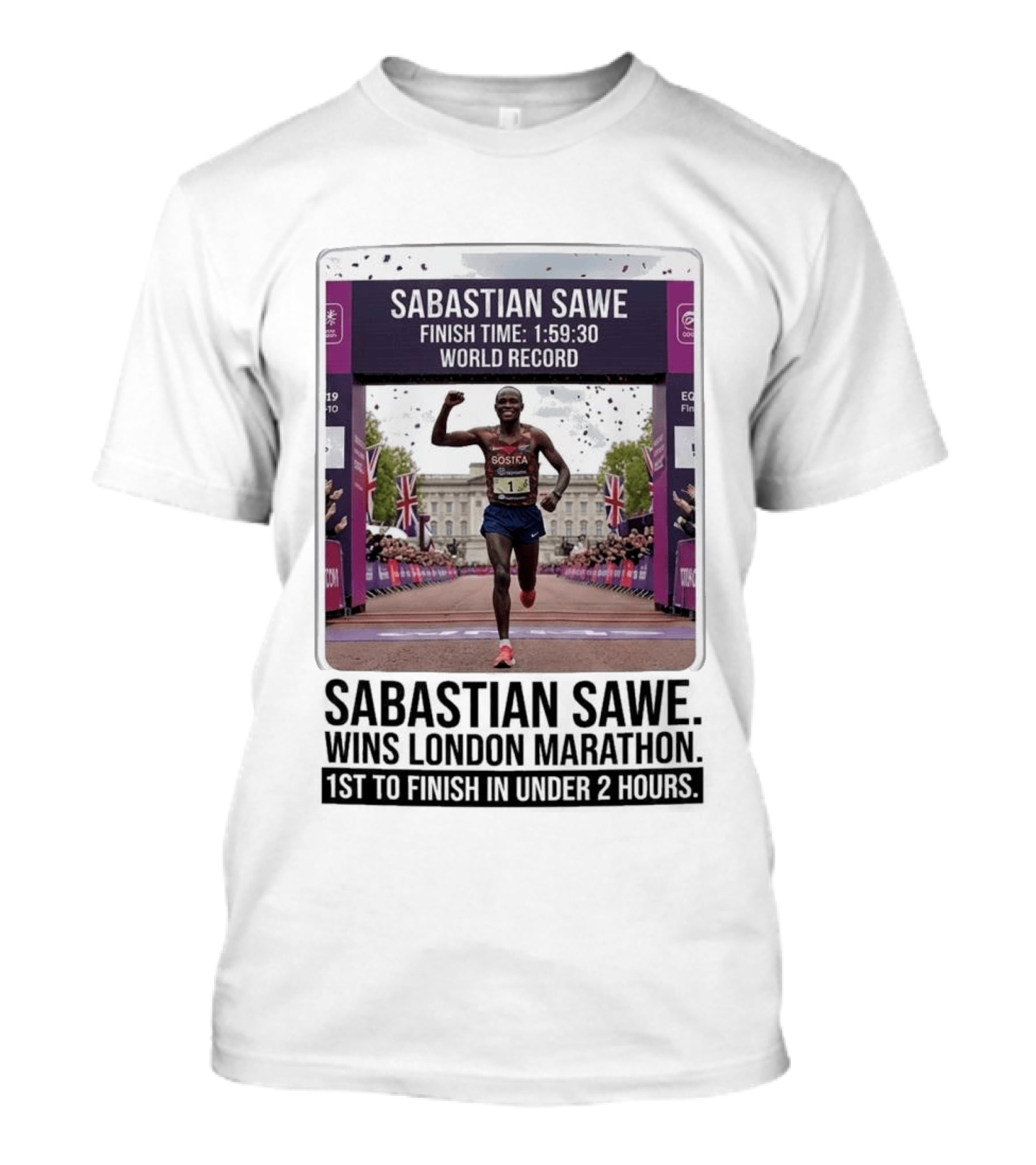 Sabastian Sawe Finish Time 1:59:30 World Record London Marathon T-Shirt