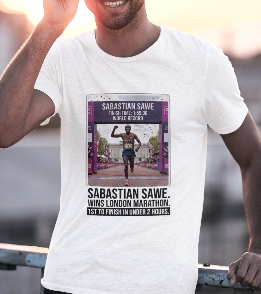 Sabastian Sawe Finish Time 1:59:30 World Record London Marathon T-Shirt