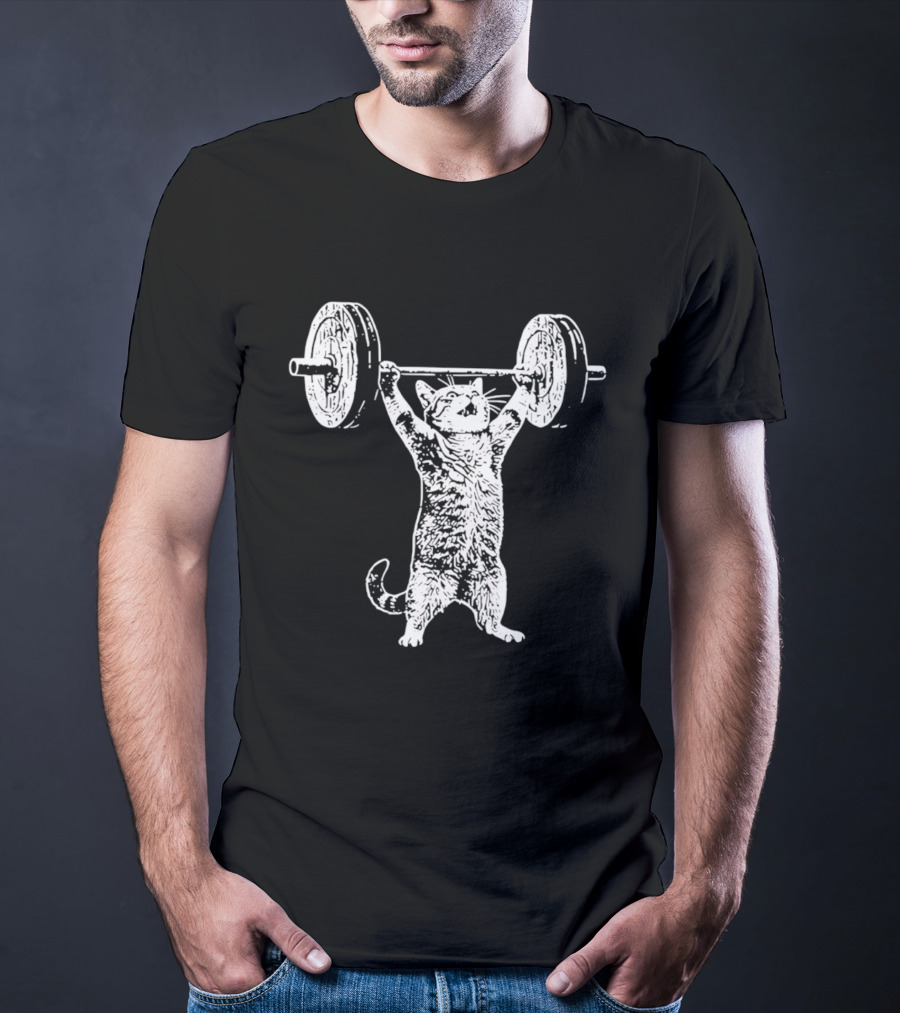 Weight Lifting Cat With Barbell T-Shirt