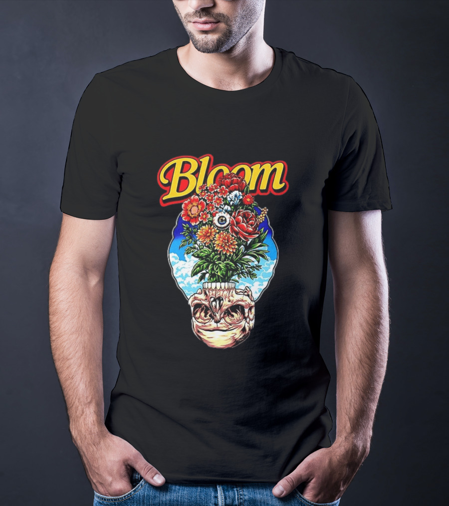 Bloom Skulls And Flowers Summer Classic Vibrant Floral Eyeball T-Shirt