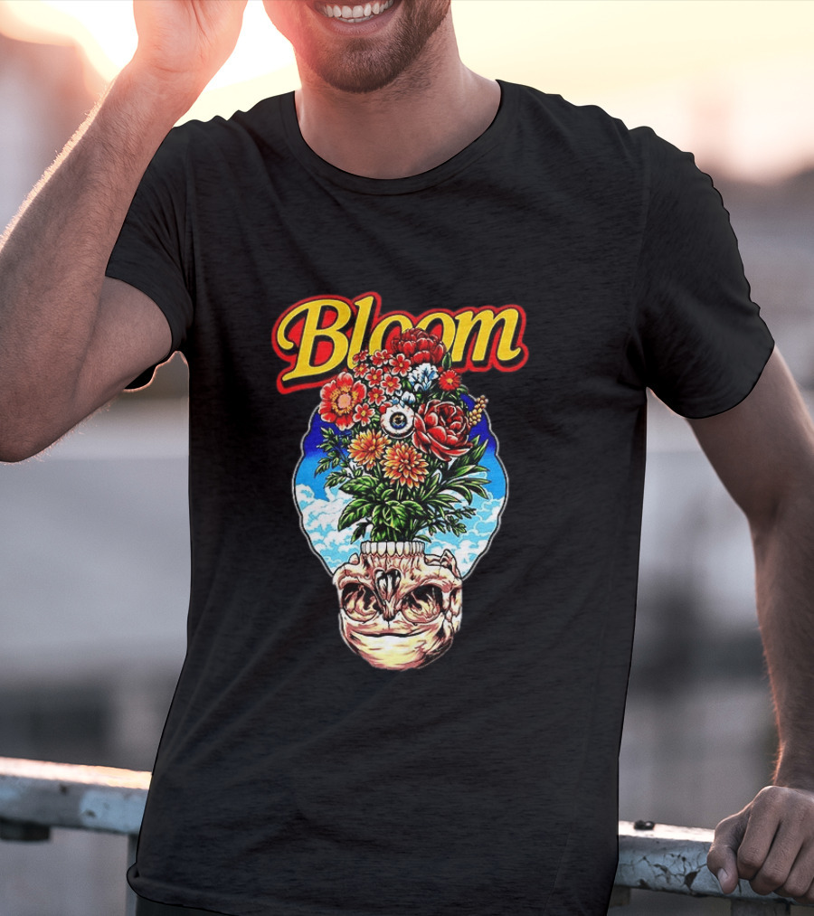 Bloom Skulls And Flowers Summer Classic Vibrant Floral Eyeball T-Shirt
