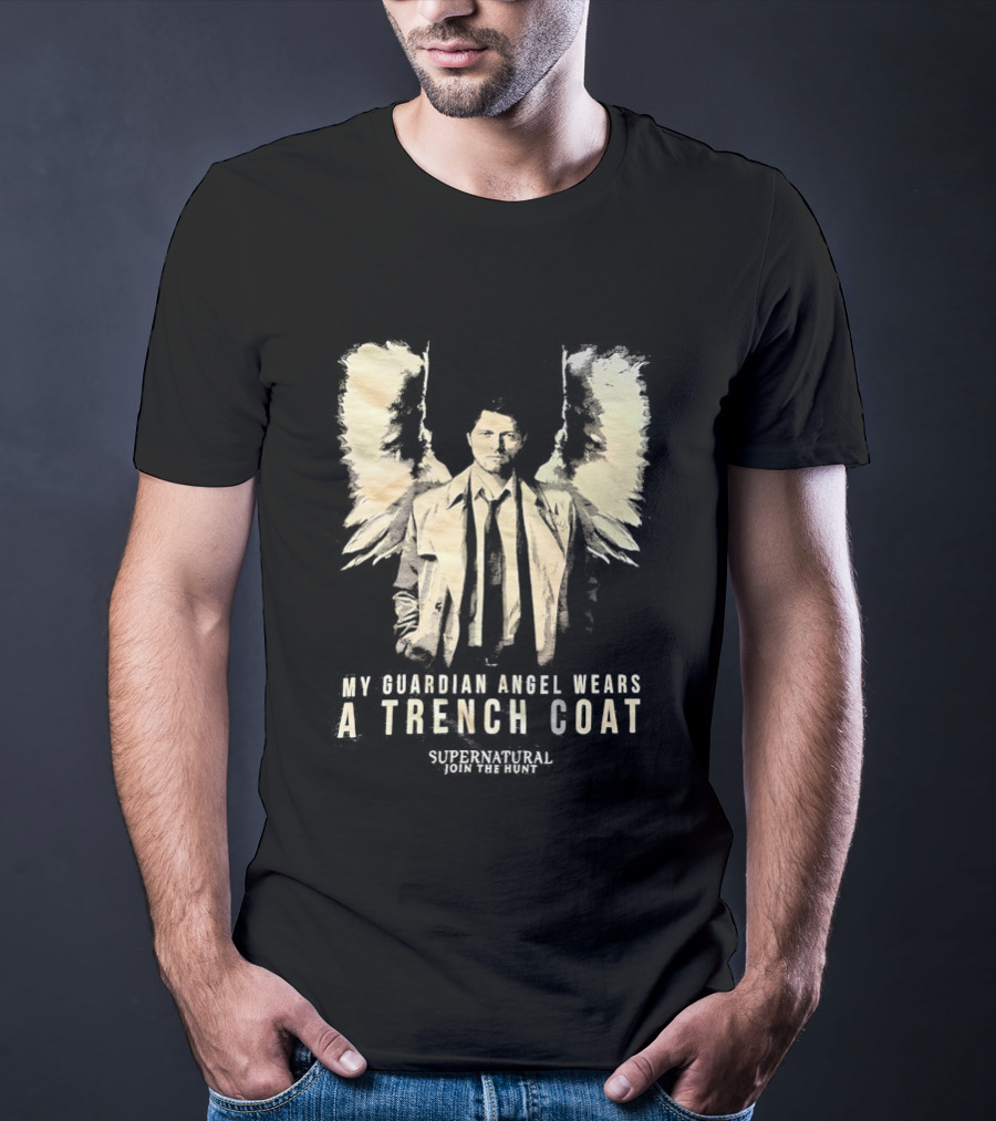 Castiel Guardian Angel Wears Trench Coat Supernatural Join The Hunt T-Shirt