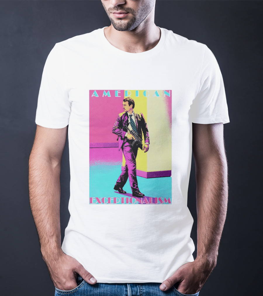 American Exceptionalism Retro Pop Art Style Man With Gun T-Shirt