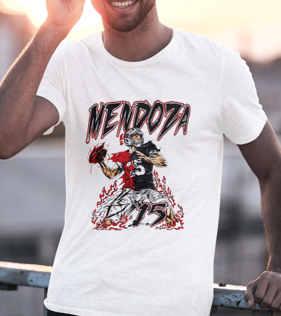 Fernando Mendoza Raiders 15 Hand Drawn Football Athlete T-Shirt