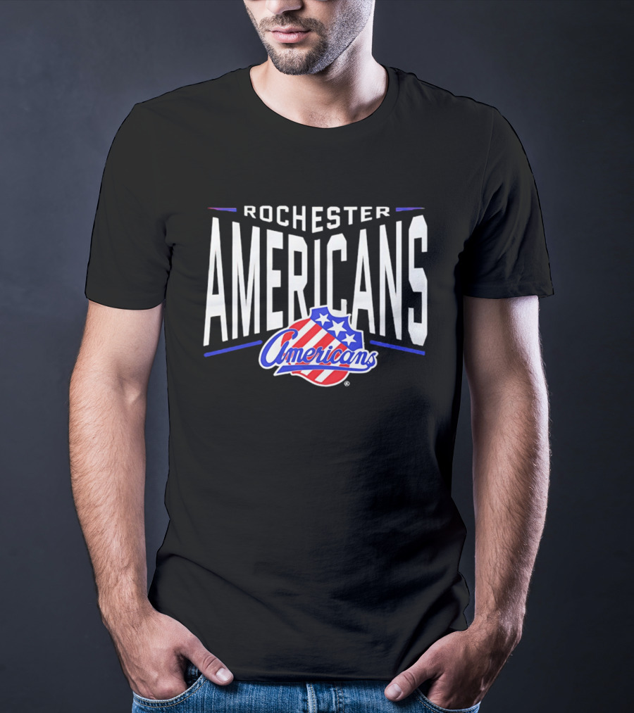 Rochester Americans Team Logo Stars Stripes NHL AHL T-Shirt