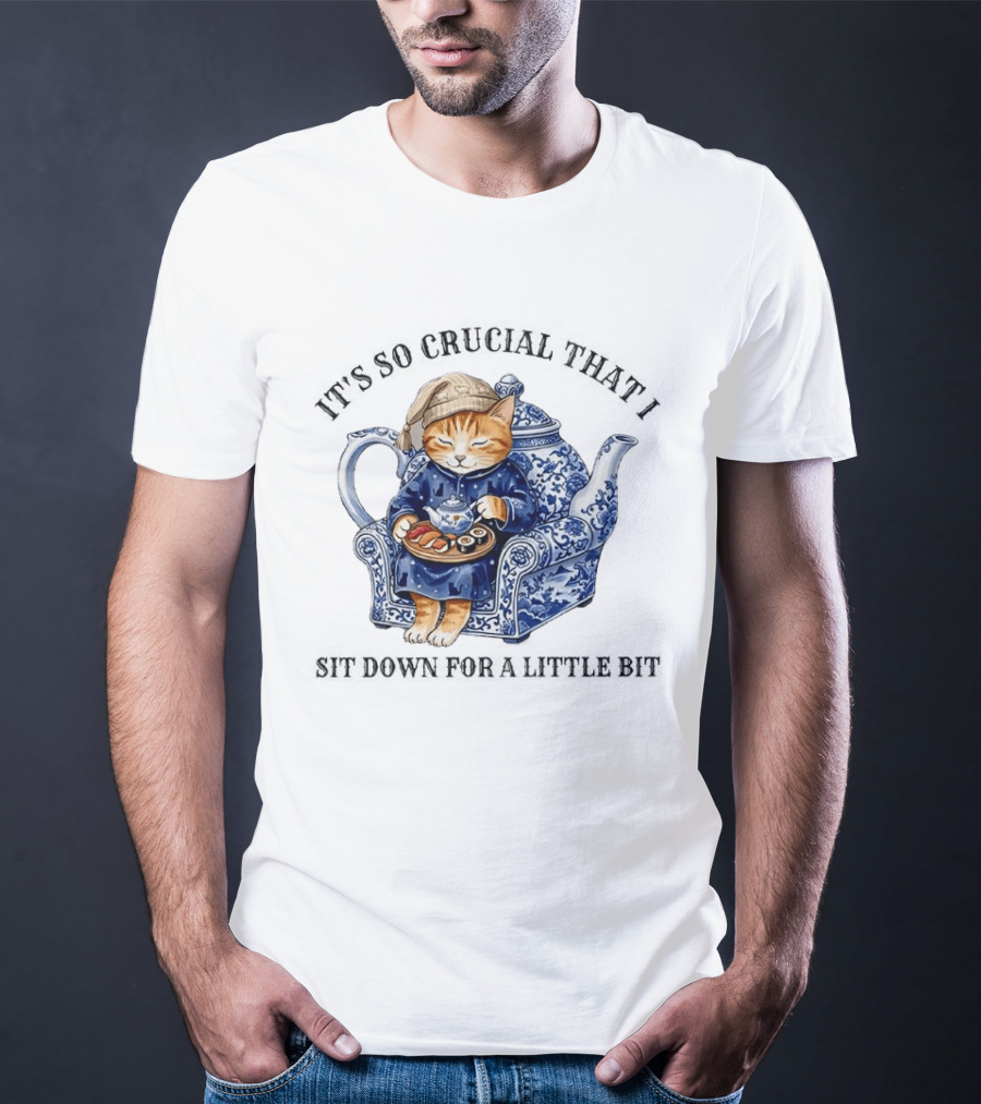 It's So Crucial That I Sit Down For A Little Bit Teapot Nap Cat T-Shirt