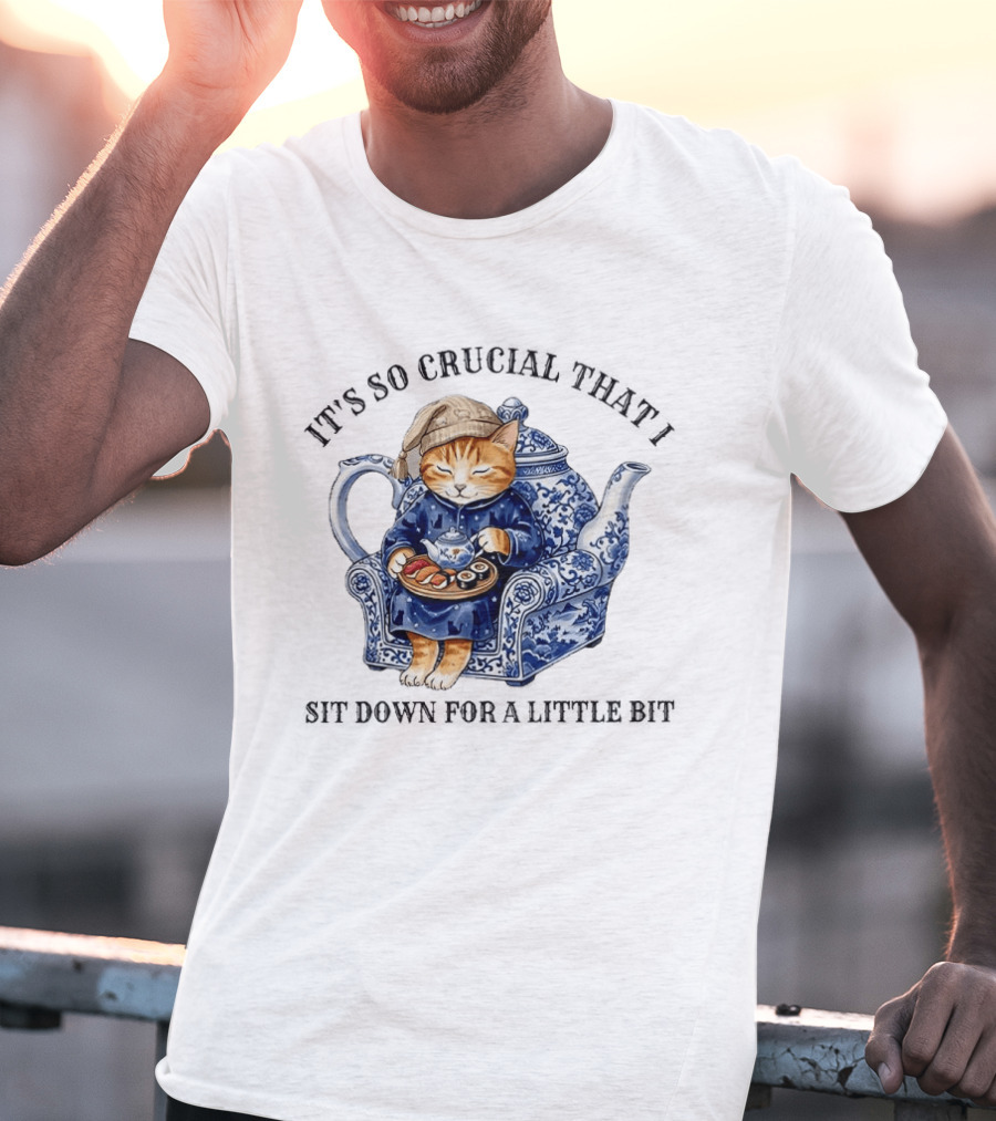 It's So Crucial That I Sit Down For A Little Bit Teapot Nap Cat T-Shirt