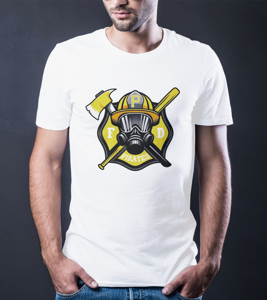 Pittsburgh Pirates Firefighter Helmet Ax FD Spirit T-Shirt