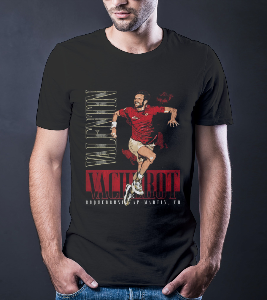 Valentin Vacherot Vertical Name Jumping Athlete Red T-Shirt