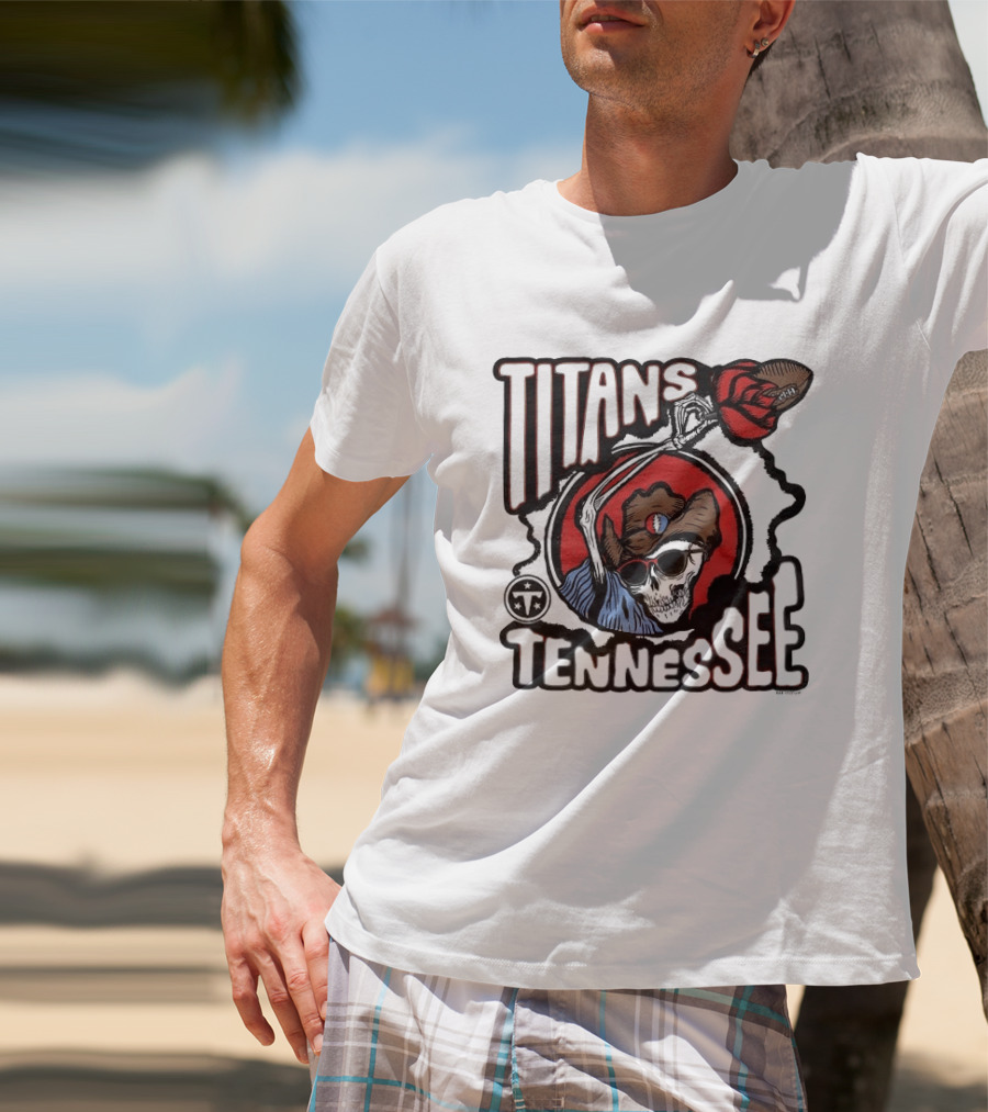 Tennessee Titans Grateful Dead Skeleton Rose Collaboration T-Shirt