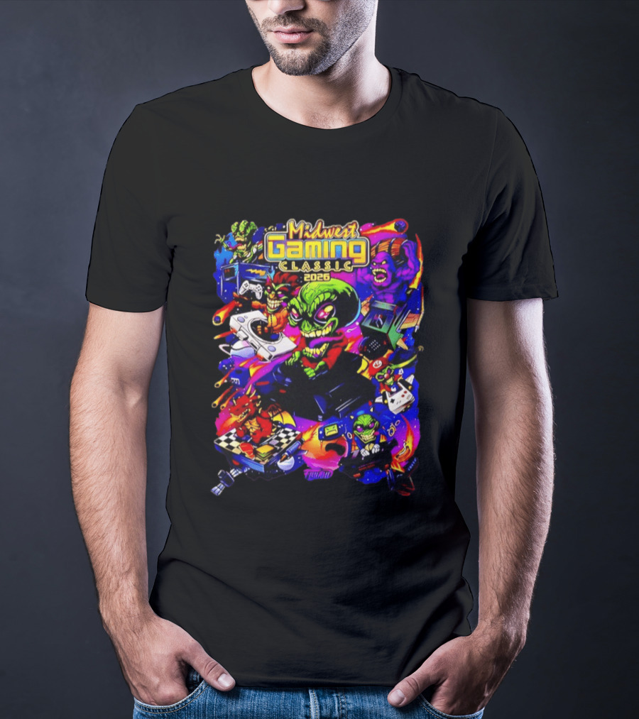 Midwest Gaming Classic 2026 Alien Retro Video Game Characters T-Shirt