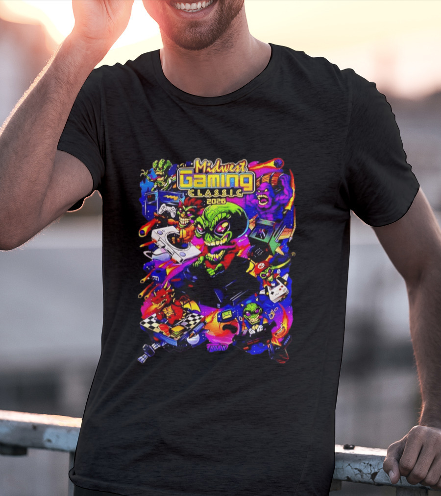 Midwest Gaming Classic 2026 Alien Retro Video Game Characters T-Shirt