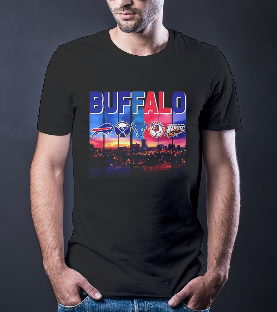 Buffalo Bills Sabres Bandits Bridles City Skyline Sports Teams T-Shirt