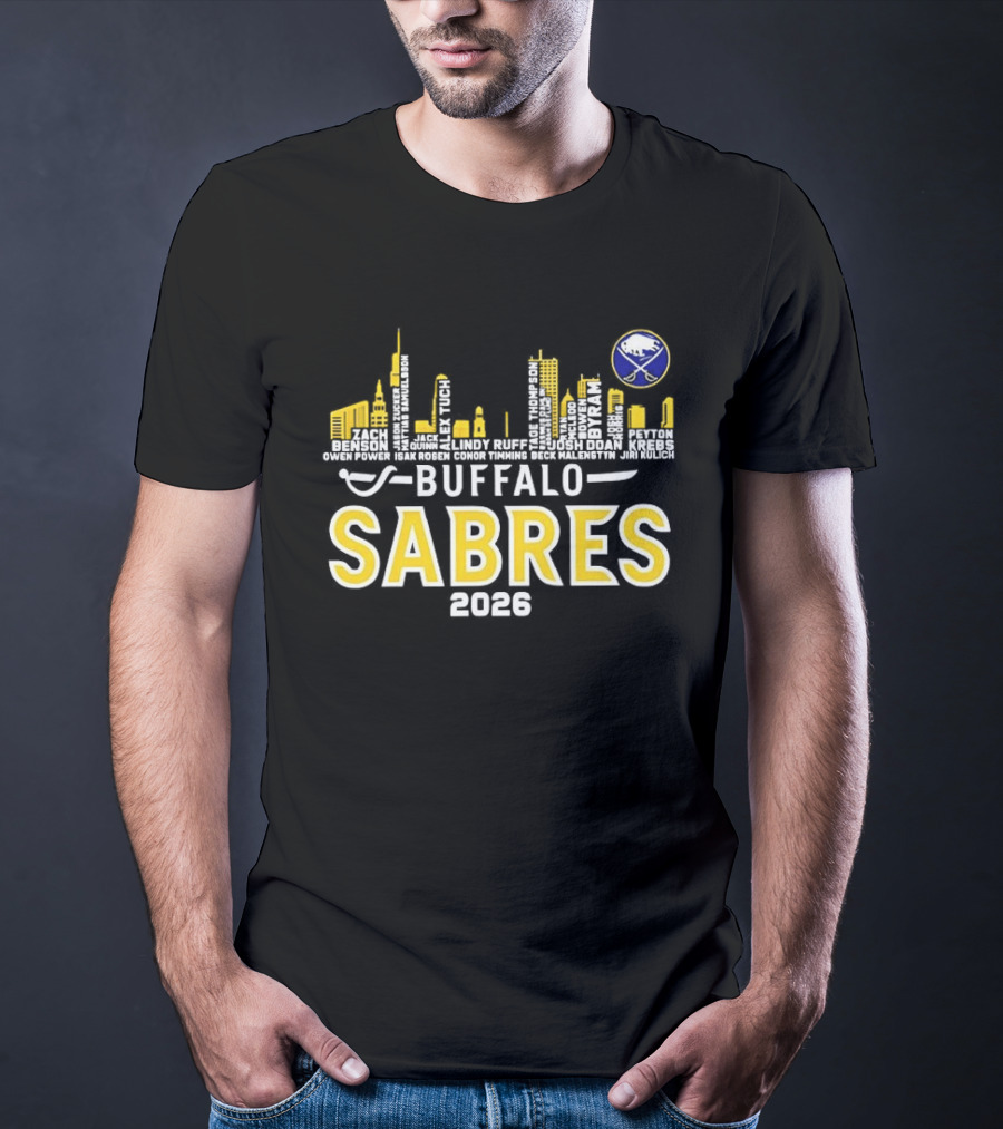 Buffalo Sabres 2026 Skyline NHL Players T-Shirt