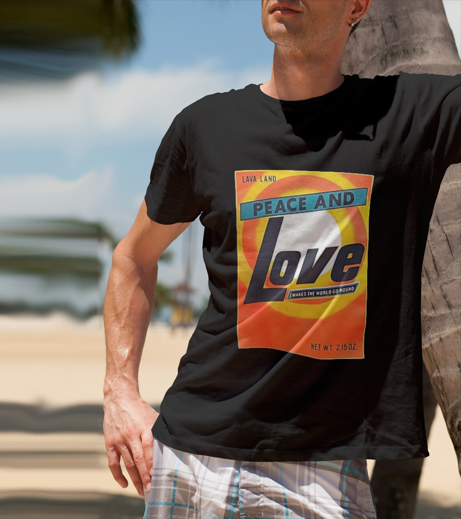 Peace And Love Makes The World Go Round Lava Land Retro Style 2.15 Oz T-Shirt
