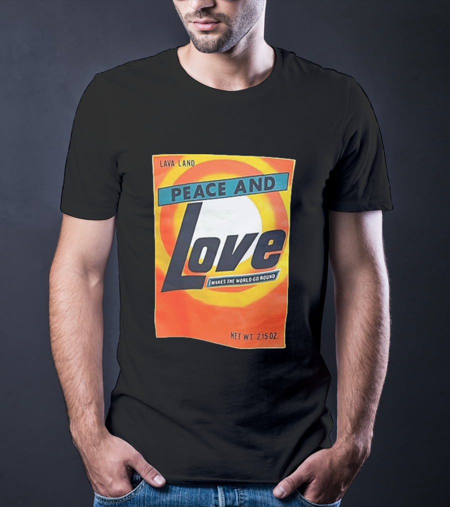 Peace And Love Makes The World Go Round Lava Land Retro Style 2.15 Oz T-Shirt