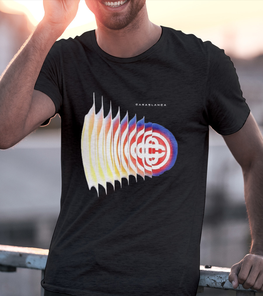 Casablanca Shockwave Optical Illusion Pattern With Red Blue Yellow Layers T-Shirt