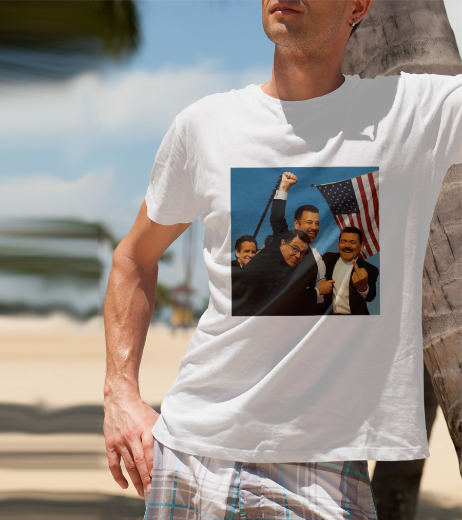 Jimmy Kimmel Stephen Colbert Seth Meyers American Flag Comedy Showdown T-Shirt