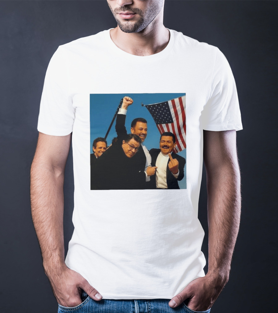 Jimmy Kimmel Stephen Colbert Seth Meyers American Flag Comedy Showdown T-Shirt