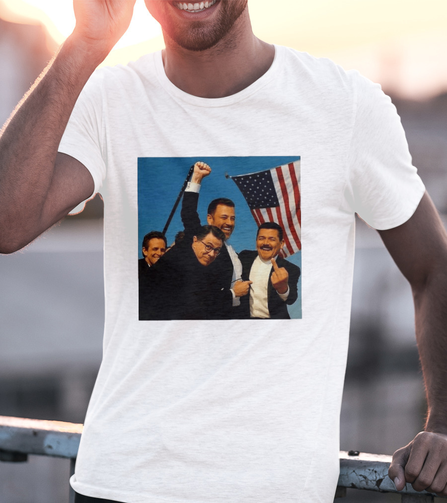 Jimmy Kimmel Stephen Colbert Seth Meyers American Flag Comedy Showdown T-Shirt