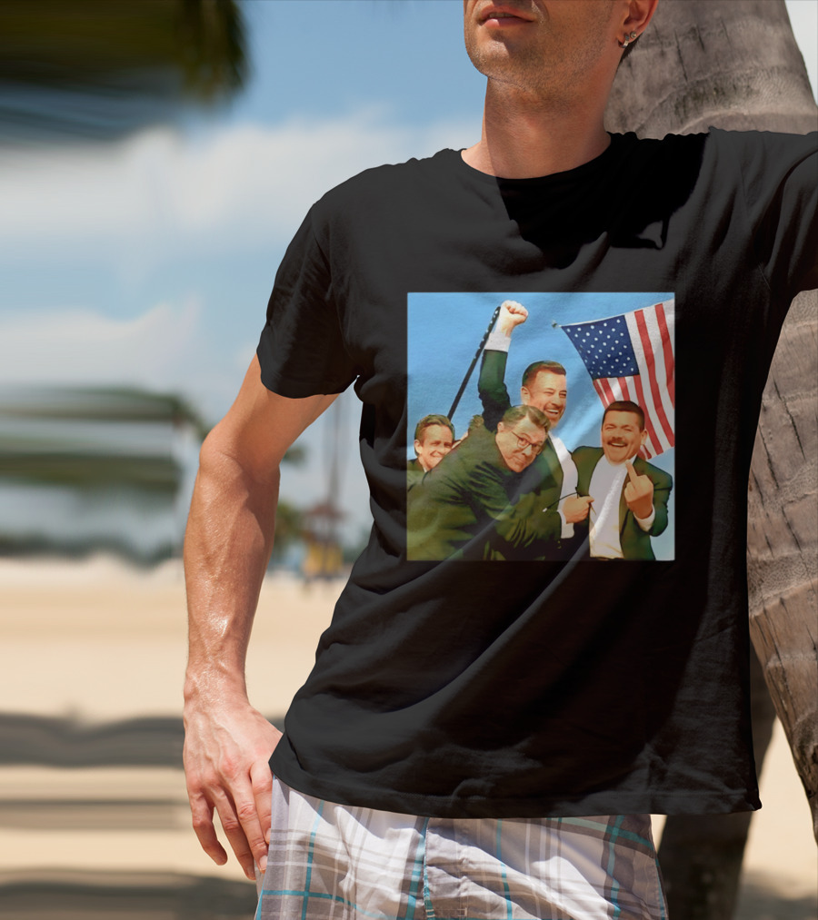 Jimmy Kimmel Meme American Flag Satire T-Shirt