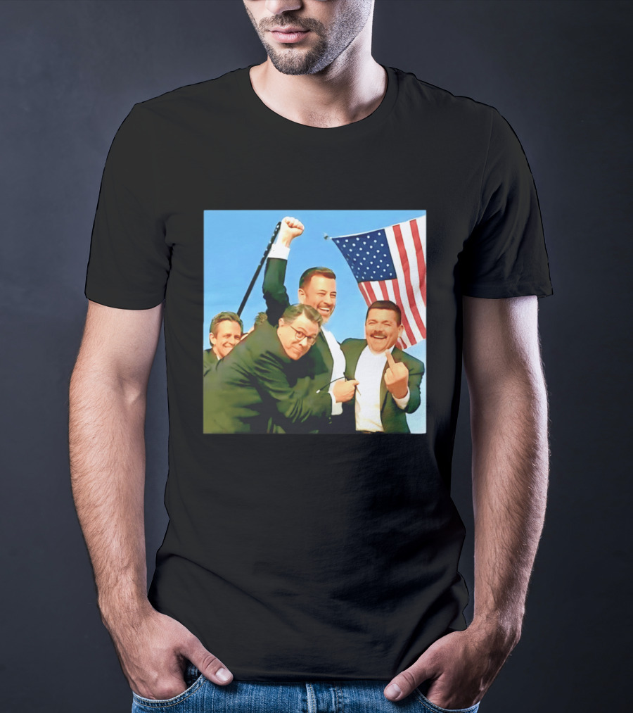 Jimmy Kimmel Meme American Flag Satire T-Shirt