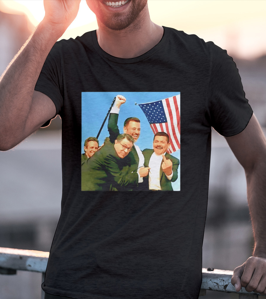 Jimmy Kimmel Meme American Flag Satire T-Shirt