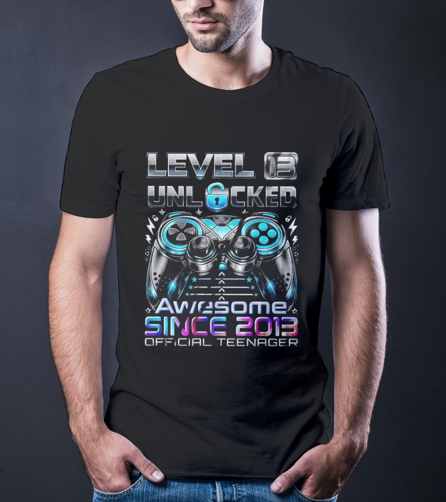 Level 13 Unlocked Awesome Since 2013 Official Teenager T-Shirt