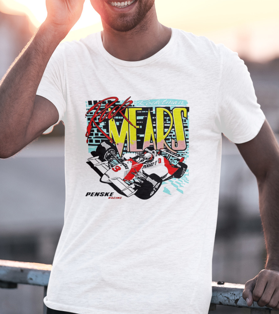 Rick Mears 90s Neon Penske Racing Car Number 3 And 5 T-Shirt