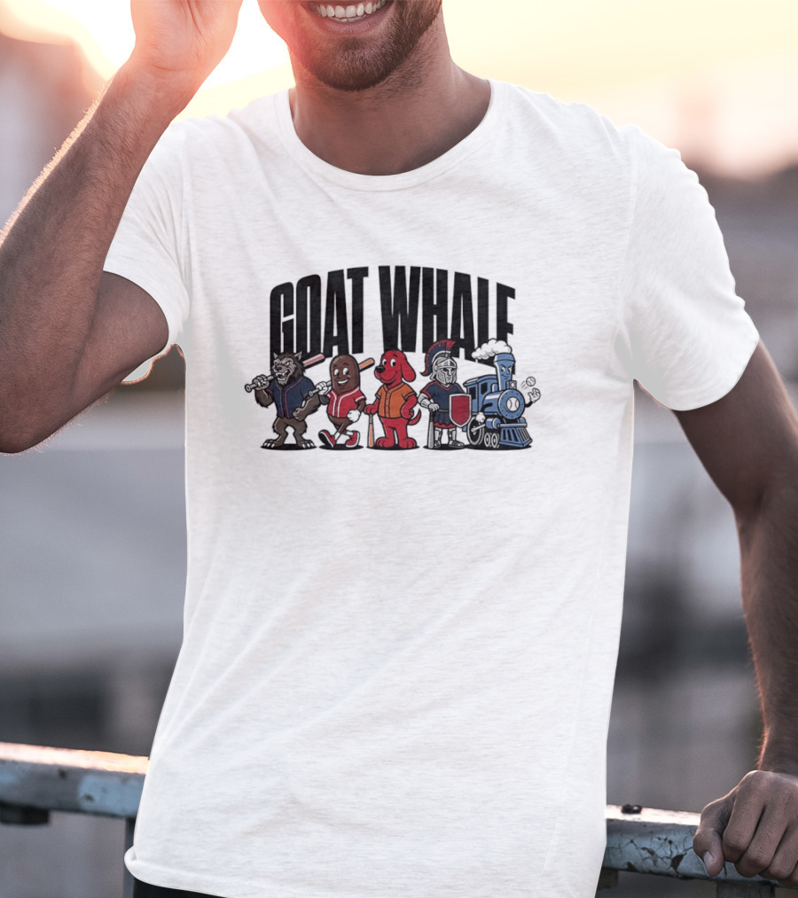 GOAT WHALE Cartoon Characters Baseball Wolf Sausage Dog Roman Train T-Shirt