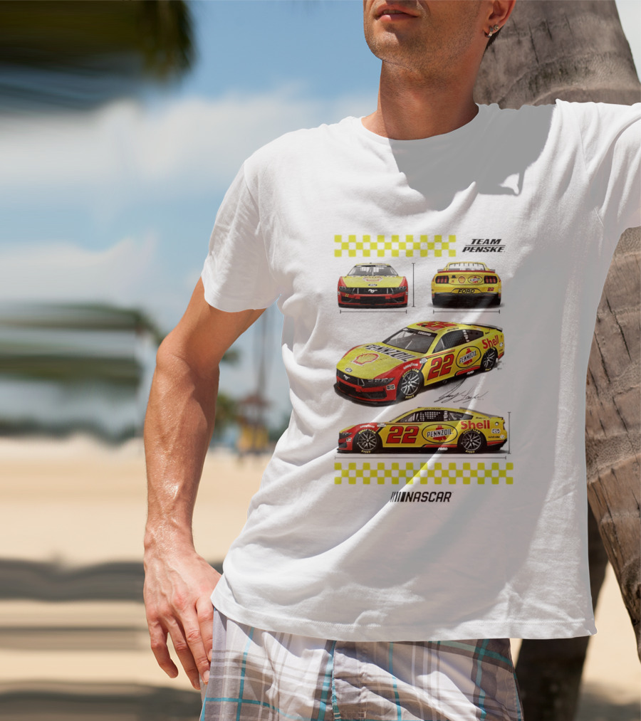 Joey Logano Pennzoil Shell 22 Ford Mustang NASCAR Team Penske Racing T-Shirt