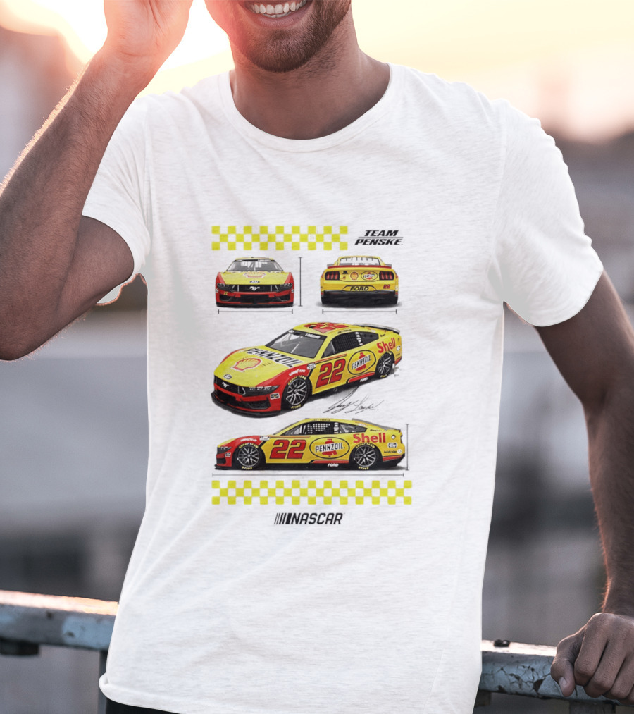 Joey Logano Pennzoil Shell 22 Ford Mustang NASCAR Team Penske Racing T-Shirt
