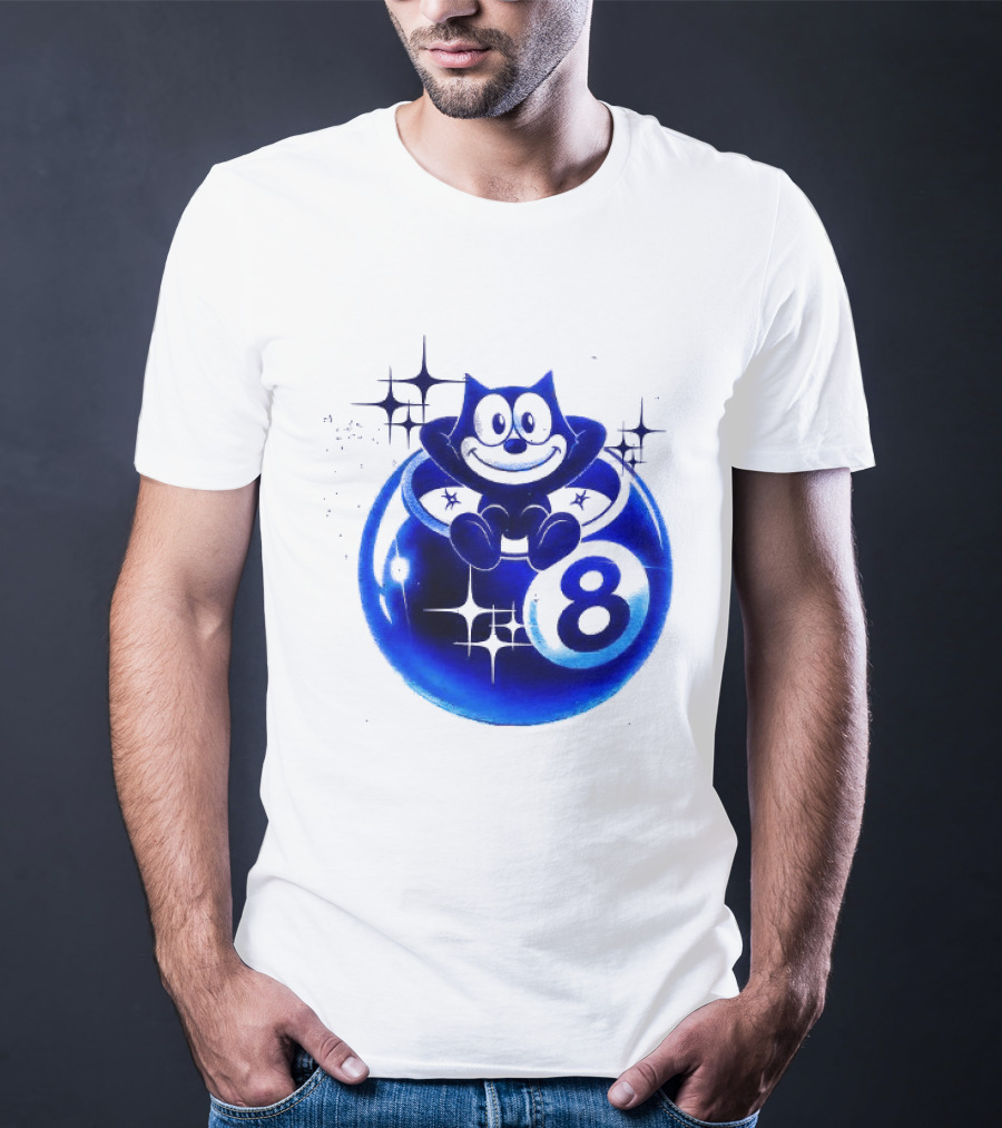 Felix The Cat Vintage Classic Figure Eight Ball Stars T-Shirt