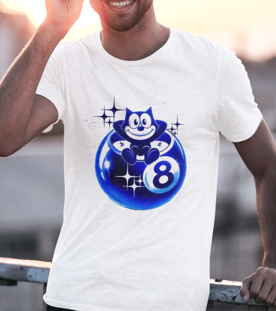 Felix The Cat Vintage Classic Figure Eight Ball Stars T-Shirt