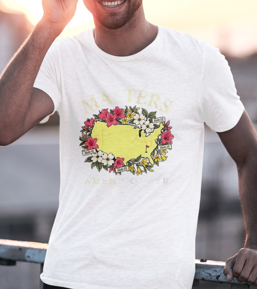 Masters Golf Tournament Augusta National Golf Club 2026 Hole 11 12 13 Map Flower T-Shirt