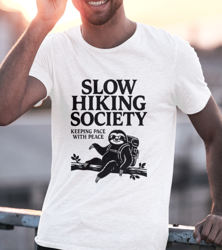 Slow Hiking Society Sloth Keeping Pace With Peace T-Shirt