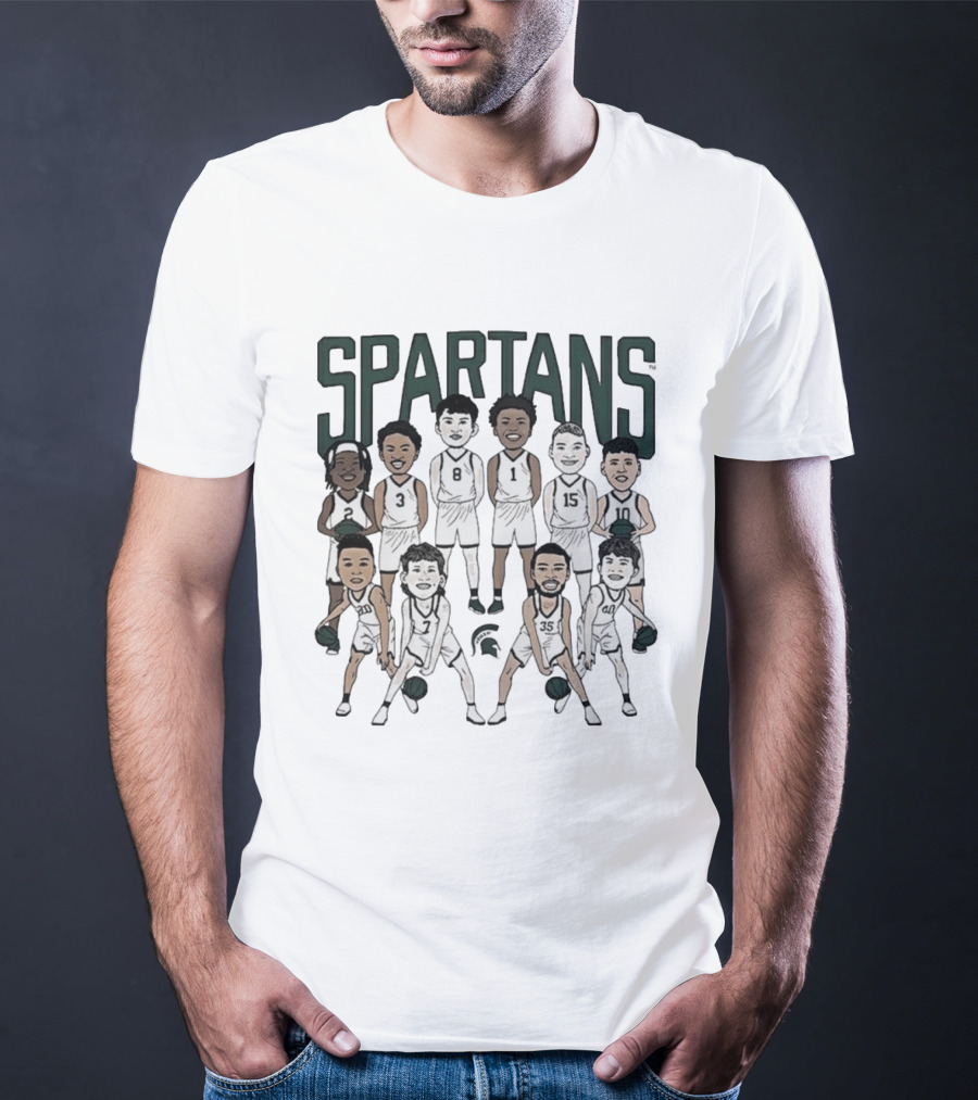 Michigan State Spartans Mens Basketball Team Caricature Players 3 8 1 15 10 35 T-Shirt
