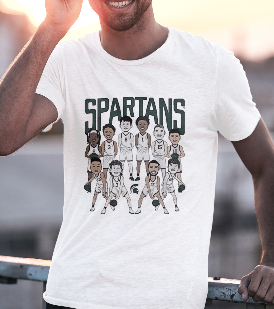 Michigan State Spartans Mens Basketball Team Caricature Players 3 8 1 15 10 35 T-Shirt
