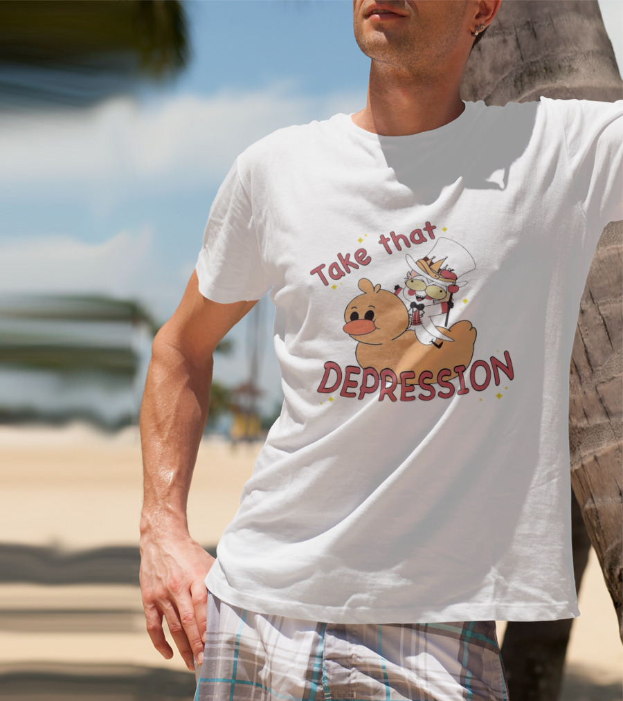 Take That Depression Hazbin Hotel Top Hat Character On Rubber Duck T-Shirt
