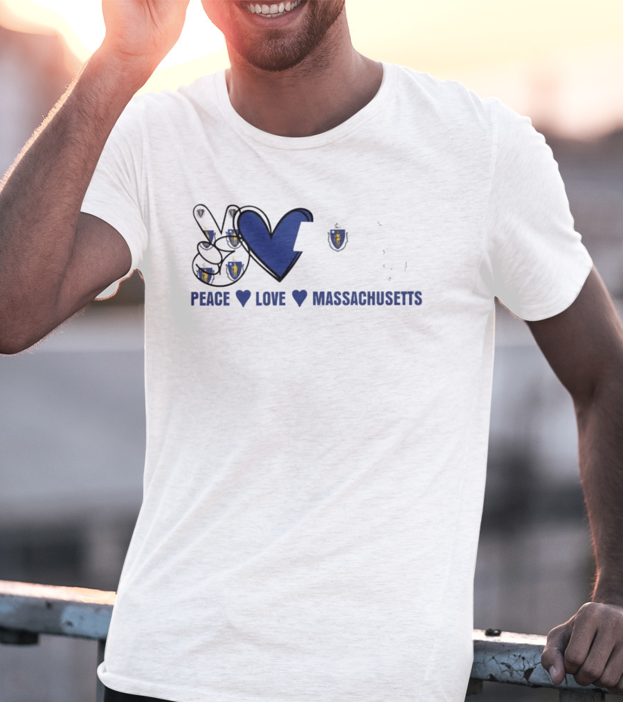 Peace Love Massachusetts With State Map T-Shirt
